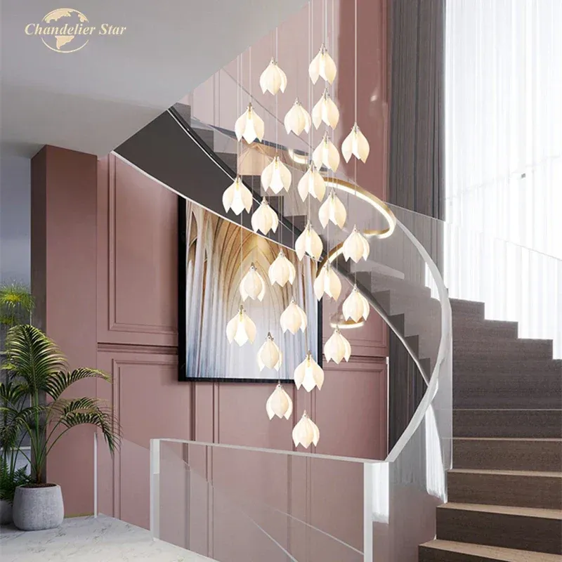 Flush Mount Afralia™ Ceramic Flower LED Chandelier | White Gold Pendant Airy Home Decor