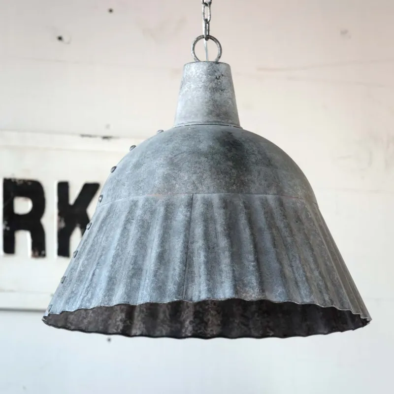 Fluted Galvanized Pendant Airy Fixture