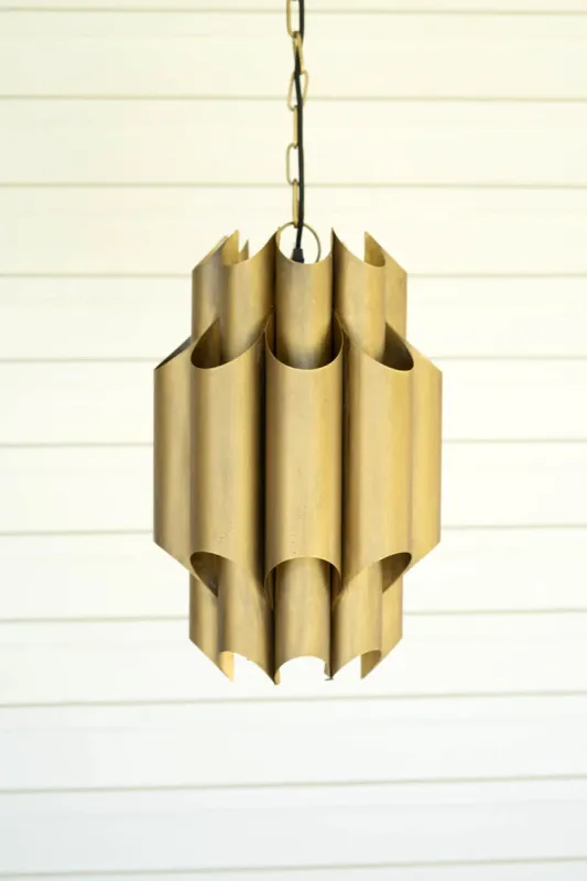 Folding brass finish all-metal pendant light