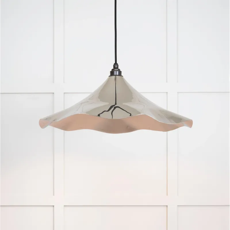 LED Panel Ceiling Light Silky Nickel Flora Pendant | From Anvil