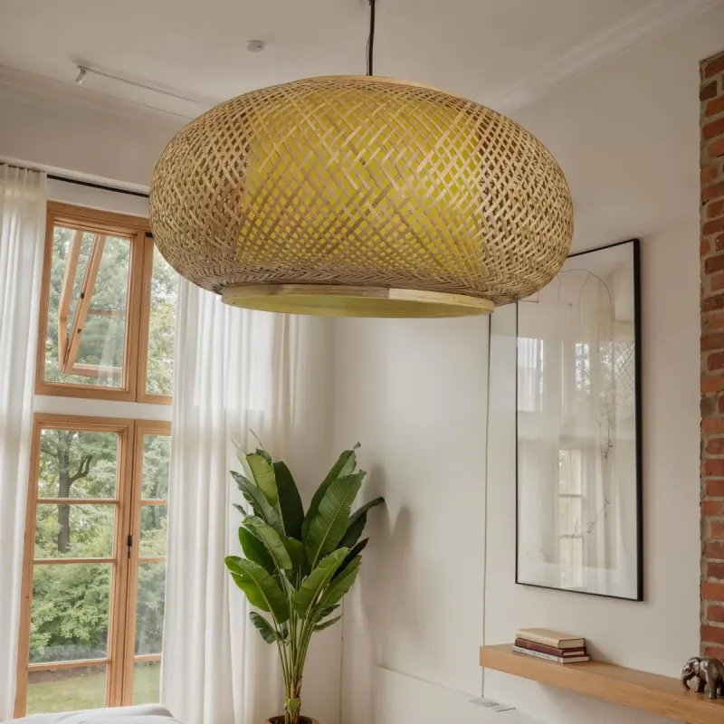 Lux Natural Bamboo-fiber Rattan Ceiling Light Pendant 60x25cm