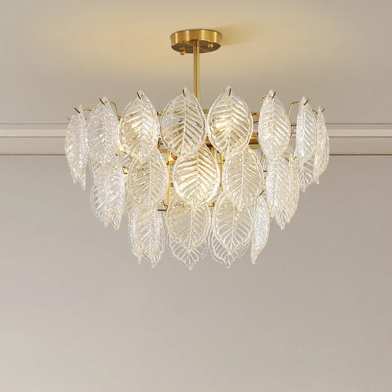 Track Lighting Kit Afralia™ Leaf Glass Chandelier Pendant Buoyant Luxury Dining Room Ceiling Fixture