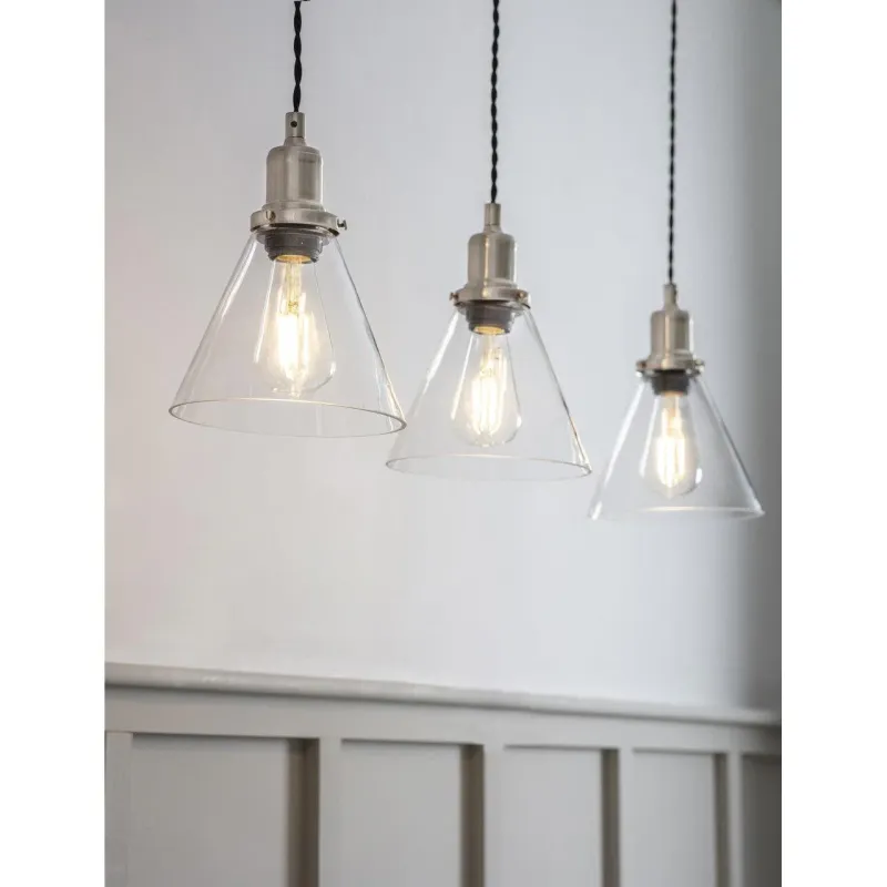 Trio Hoxton Cone Pendant Portable - Satin Nickel
