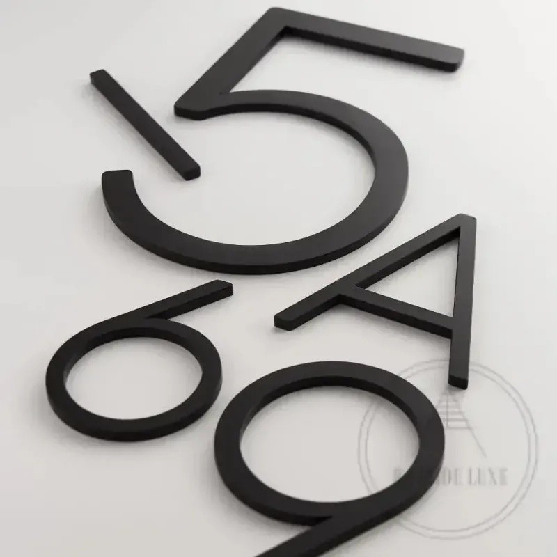 Bayside Luxe Signage - Solid Warm alloy Black Numbers and Letters - Watson's Bay 15cm