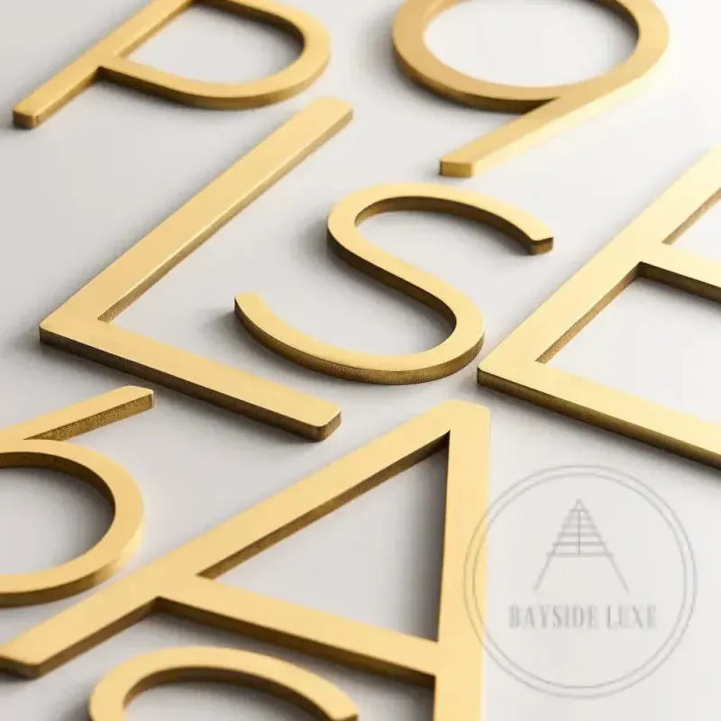 Bayside Luxe Signage - Well-built Satin Brass Floating Numbers and Letters - Watson's Bay 15cm