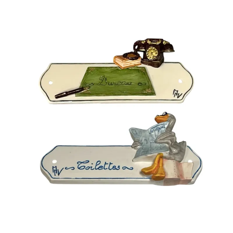 French 3D Room Sign – “Toilettes” or “Bureau” – Heritage Style Plaque, Easy Mount