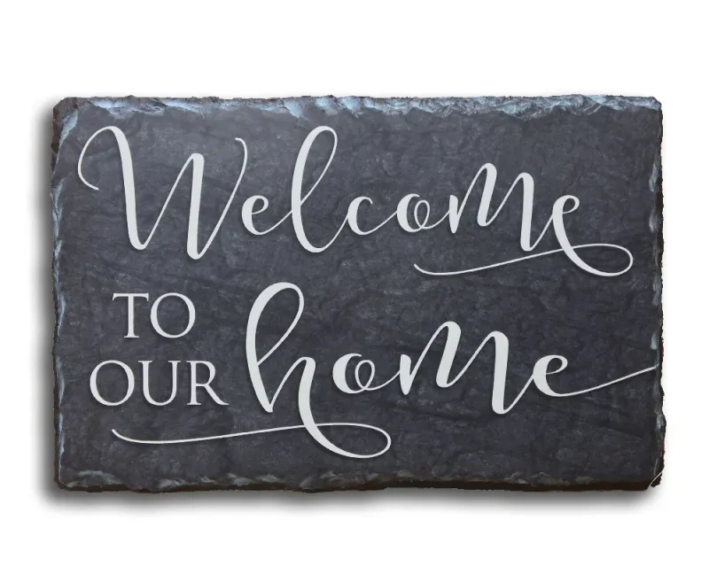Hand-finished Slate House Sign - Welcome To Our Home Plaque Curb Visibility