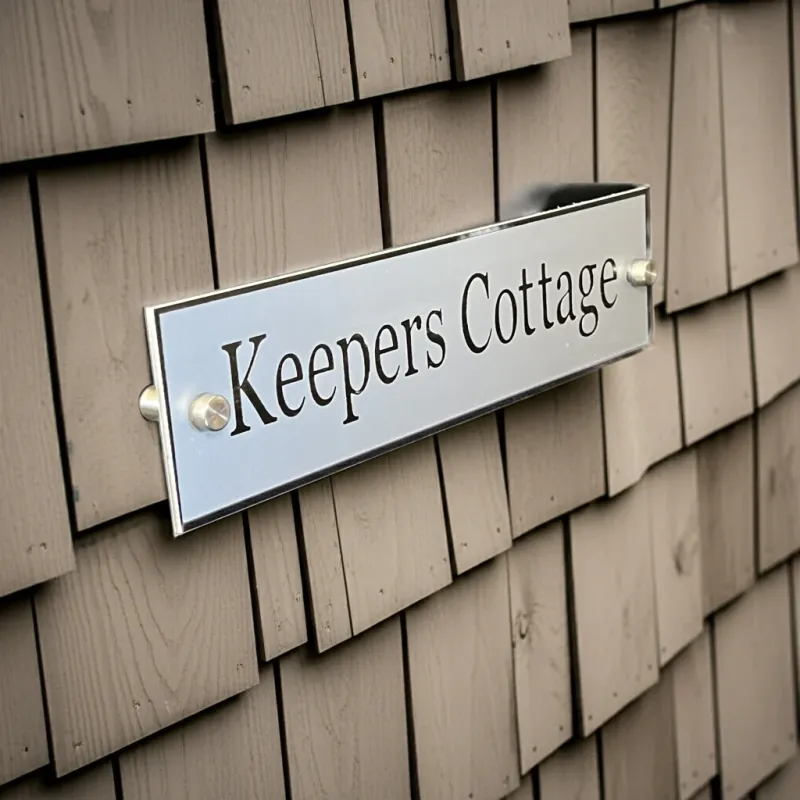 Solar Powered Quicksilver Aluminium House Sign Black Lettering Various Sizes