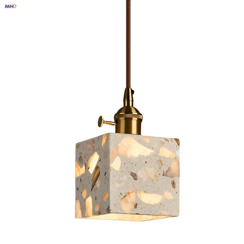 Afralia™ Terrazzo Stone LED Pendant Lamp: Modern Nordic Aircraft-grade Lighting Home Decor