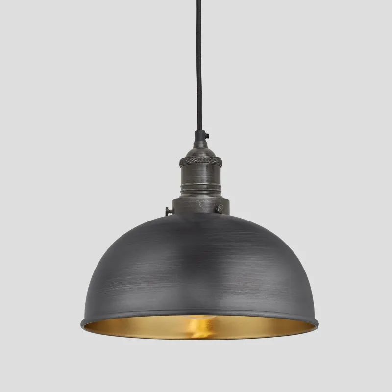 Brooklyn Dome Pendant Light - 8 Inch - Pewter & Warm alloy