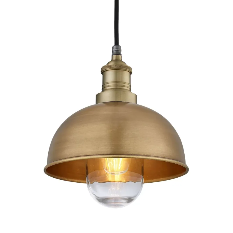 Industville Brooklyn Outdoor & Bathroom Dome Pendant - 8 Inch - Warm alloy