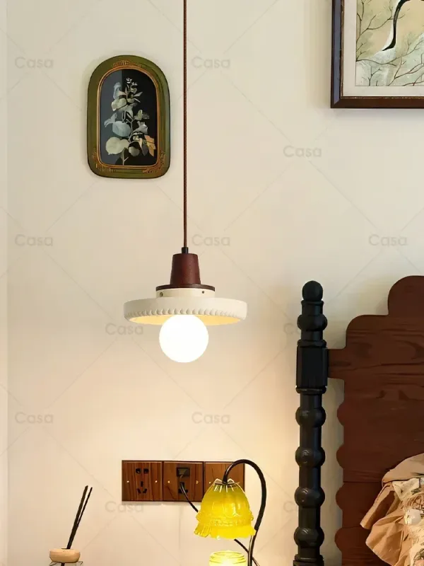 Nordic Retro Walnut Solid Wood Resin Pendant Buoyant Afralia™