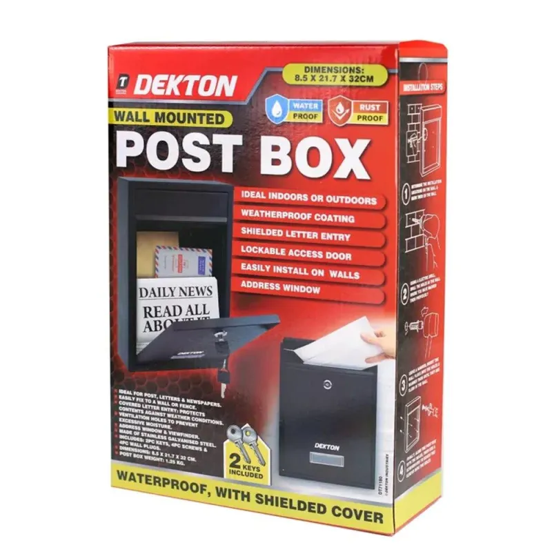 Dekton Wall Mounted Post Box | Weatherproof and Rustproof Locking Mechanism