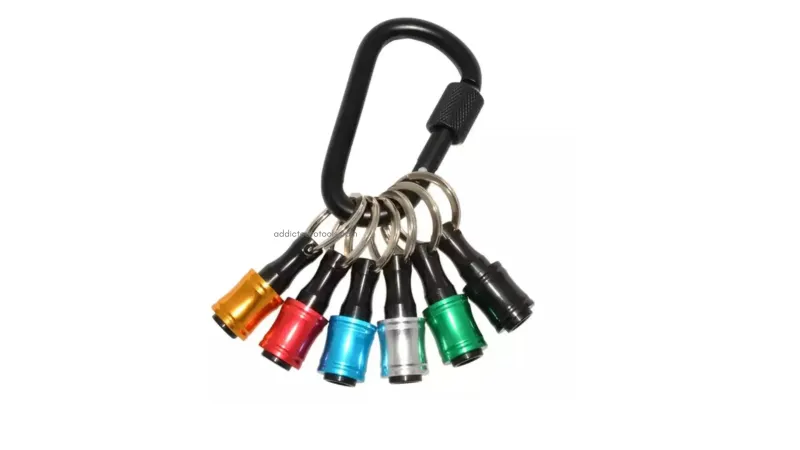6pcs 1/4Inch hex shank bit holders carabiner keychain