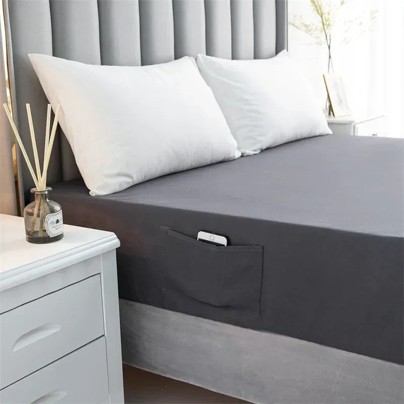 Afralia™ Luxe Sanding Fitted Sheet: High-Quality King Queen Bed Flax