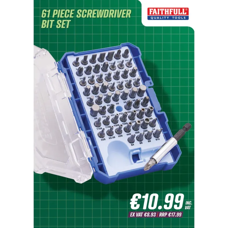 Faithfull Screwdriver Bit Place, 61 Piece - 5794