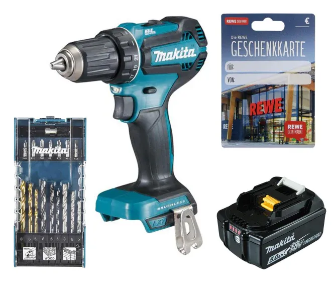 Makita Akku-Bohrschrauber, Akku 18V Bohrer Bit Place 17 tlg. + 10 Euro REWE GS