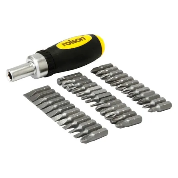 38 Piece Stubby Ratchet Screwdriver & Bit Place
