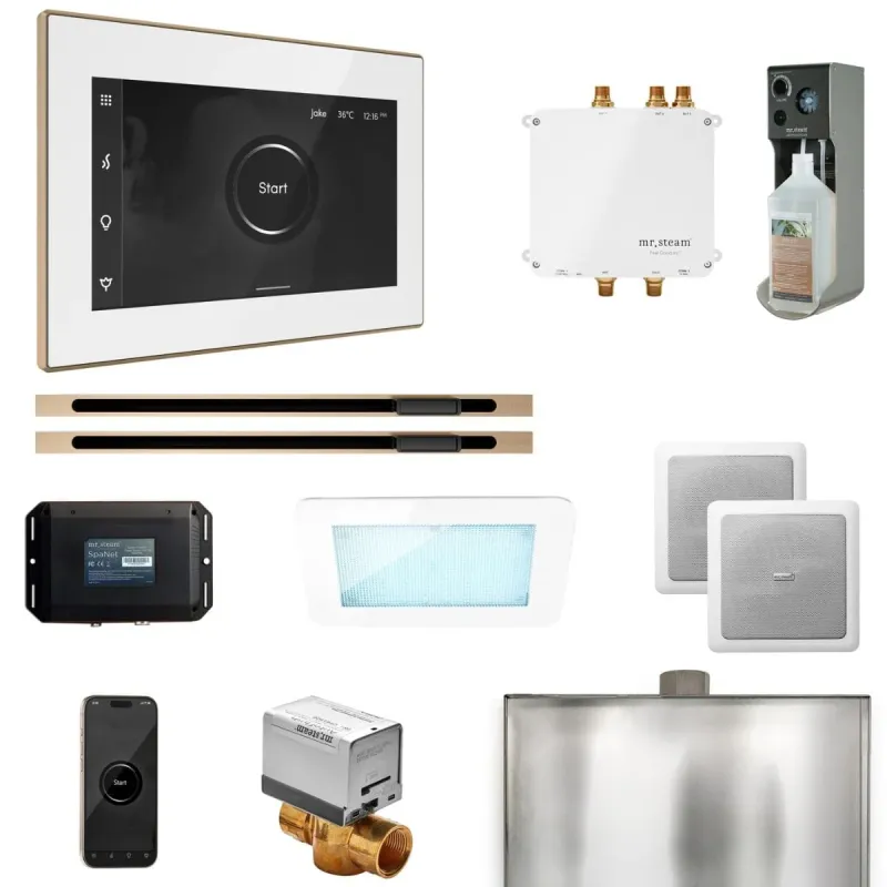 Mr. Steam Bliss Pkg Max Linear Settable Steam Generator Control Kit iSteamX Control and Linear Steamhead White