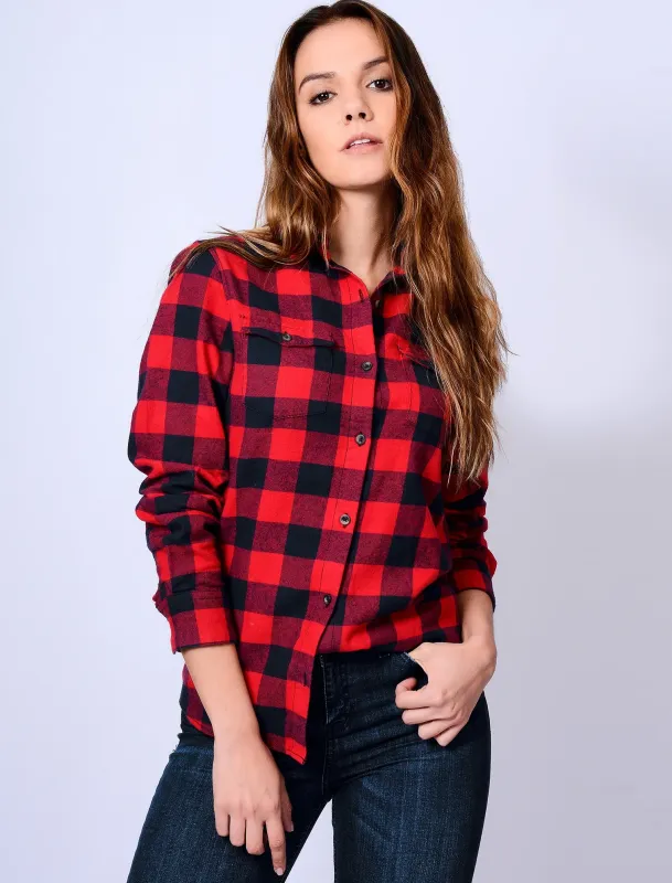 TL Rhoda Checked Flannel Shirt Red / Sapphire - Tokyo Laundry