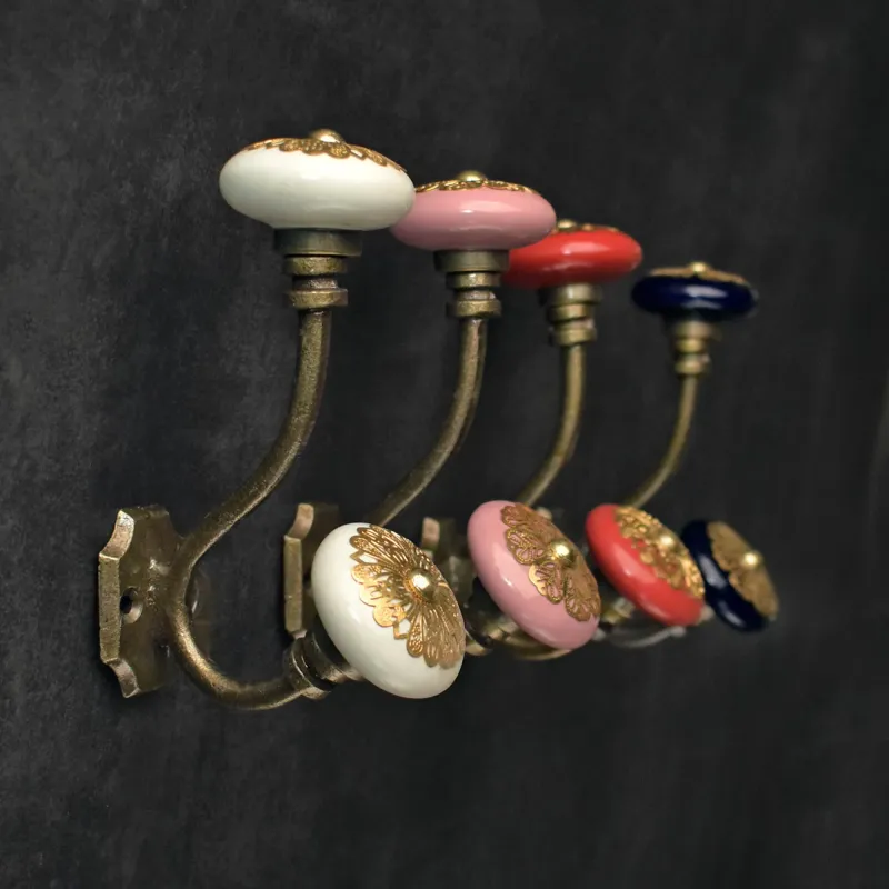 Clay Knobs Coat Hook Wall Hook Brass Filigree Cast Iron Antique Towel Hook Clothes Hook Robe Hook Hanger No Drill Installa...