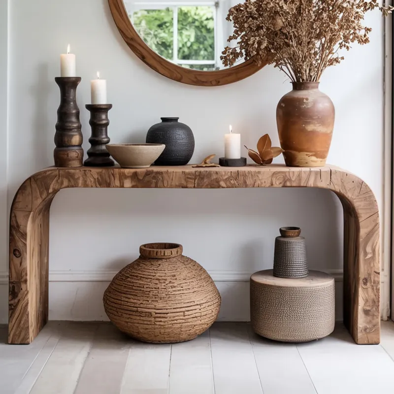 Farmhouse Hardwood Console Table – Rustic Reclaimed Entryway Table