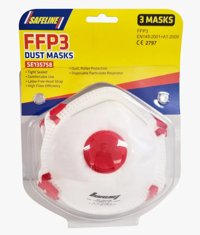 FFP3 - 3 PCS MOULDED VALVED DUST MASKS