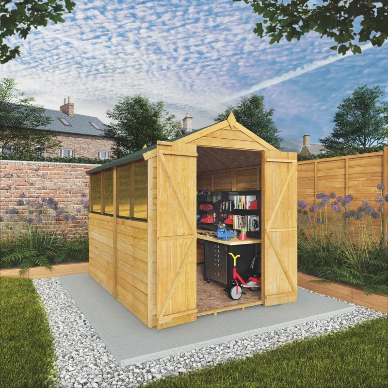 Mercia 8ft x 6ft Overlap Apex Shed - Twin Door