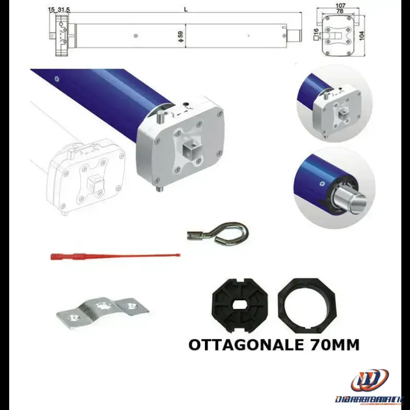 Motore Tapparella Tapparelle 180Kg 100Nm Con Manovra Di Emergenza Sblocco 230V