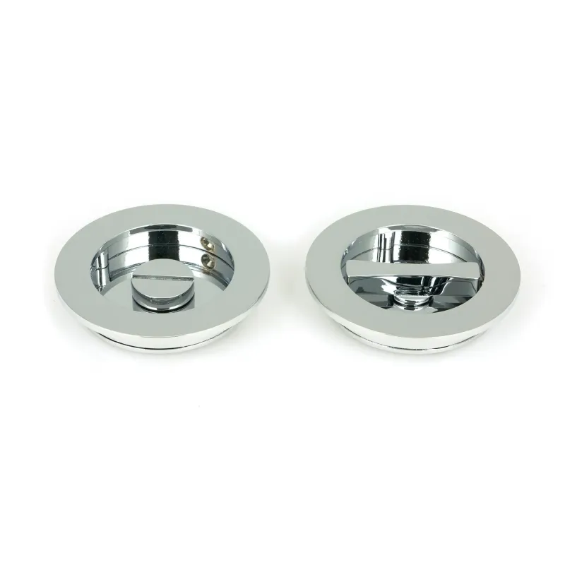 Polished Chrome 75mm Plain Round Pull - Privacy Adjust | From Anvil