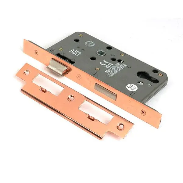 Polished Copper-brown Euro Din Sash Lock - 60mm Backset/72mm Centre