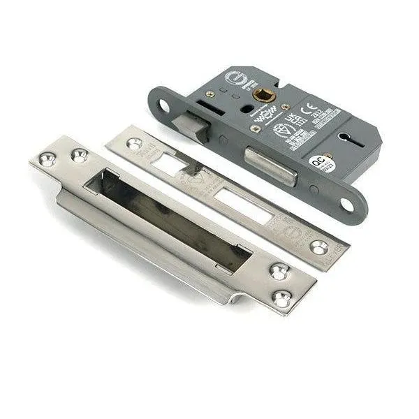 Polished Shiny metal 2½" 5 Lever BS Sash Lock