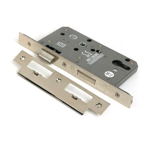 Reflective Nickel Euro Din Sash Lock - 60mm Backset/72mm Centre