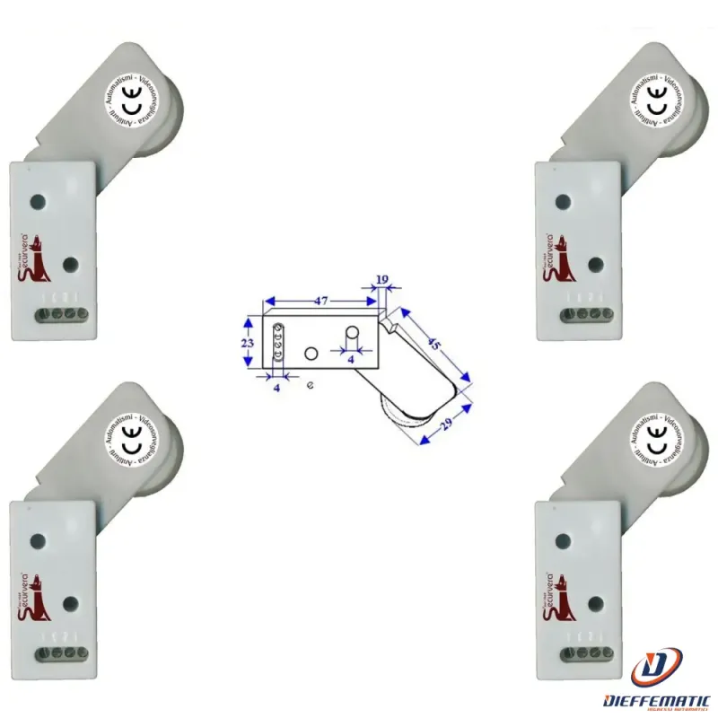 4 Rotelli Contatti Allarme Passaggio Securvera Se-Rcbqrcvapb SecureLine