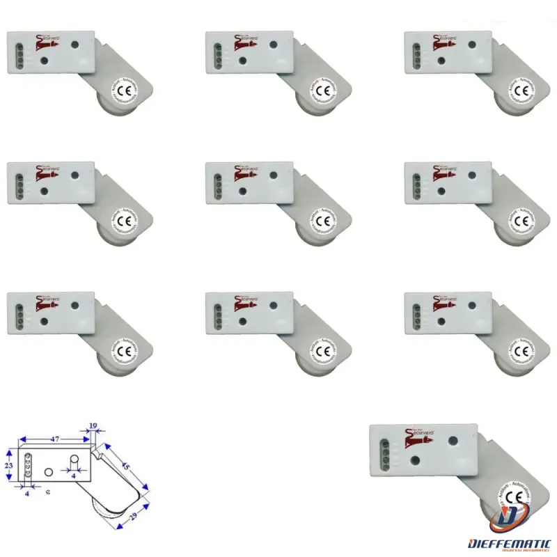 10 Rotelli Contatti Allarme Passaggio Securvera Se-Rcbxrcvapa Adults