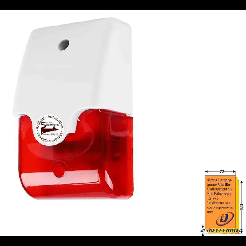 Sirena Piezo Lampeggiante Esterno 12 Vcc 170 Ma 105 Db Securvera Sa-Slqsplabsa