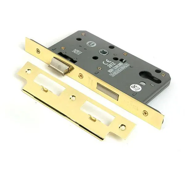 Smooth Brass Euro Din Sash Lock - 60mm Backset/72mm Centre