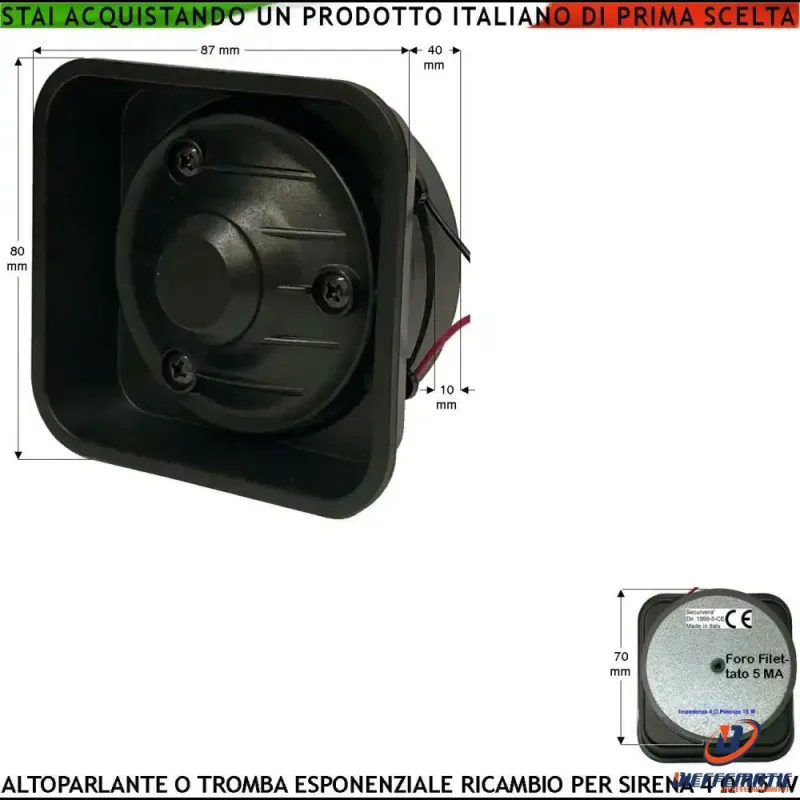 Tromba Magnetodinamica G10arssplb Antintrusione Sicurezza Impedenza 4 Ohm 15 W Compatible Smart Home