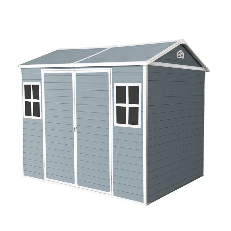 Resin Outdoor Storage Shed Moisture-proof Shed Floor & Two Windows & Lockable Door, Tool Shed Garden, Patio, Backyard