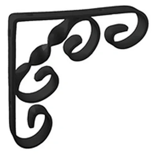Powder Coated Scroll Shelf Bracket Onyx 10"x10"