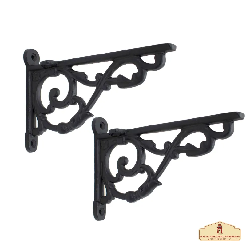 4" X 6" Shelf Brackets - Set 2 Pcs Solid Forged Iron Victorian, Colonial, Old-school, Steampunck, Gothic, Baroque Medieval