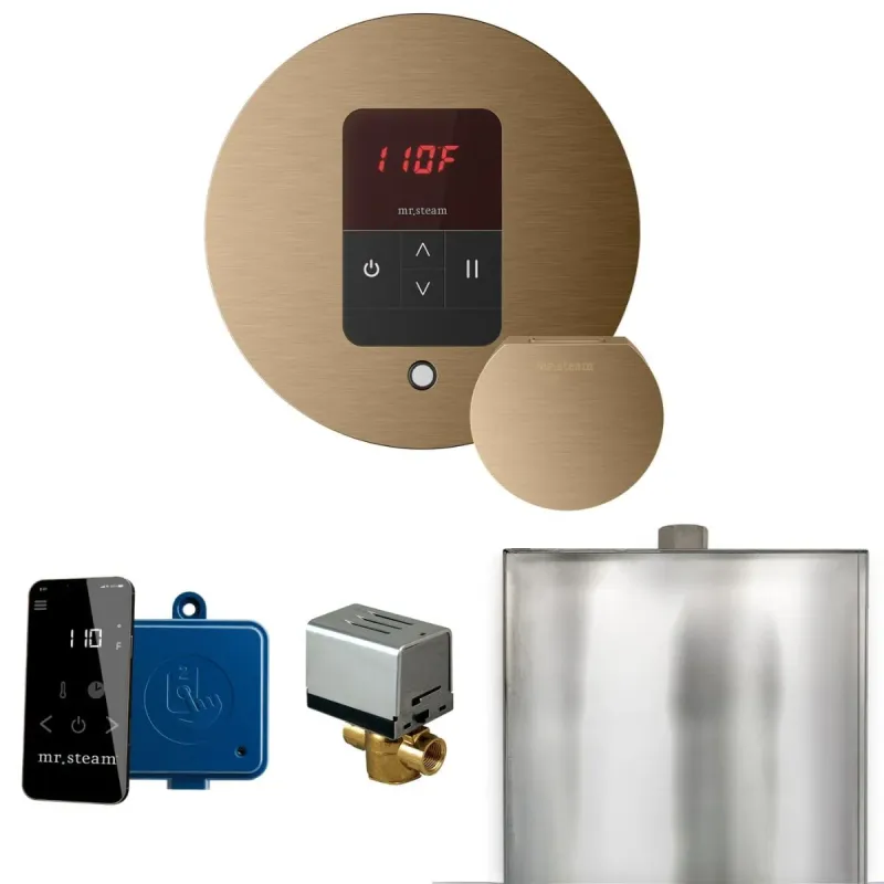 Mr. Steam Standard Butler® Steam Shower Control Package iTempo Control and Aroma Designer SteamHead Round Forged Brass Body