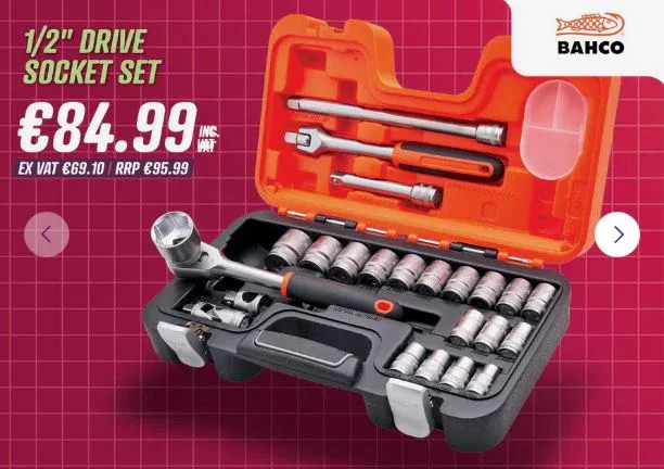 BAHCO 1/2" Drive Socket Place (24 Piece) - 579115