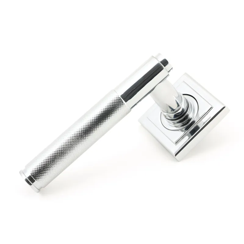 Polished Chrome Brompton Lever on Rose Adjust (Square) | From Anvil