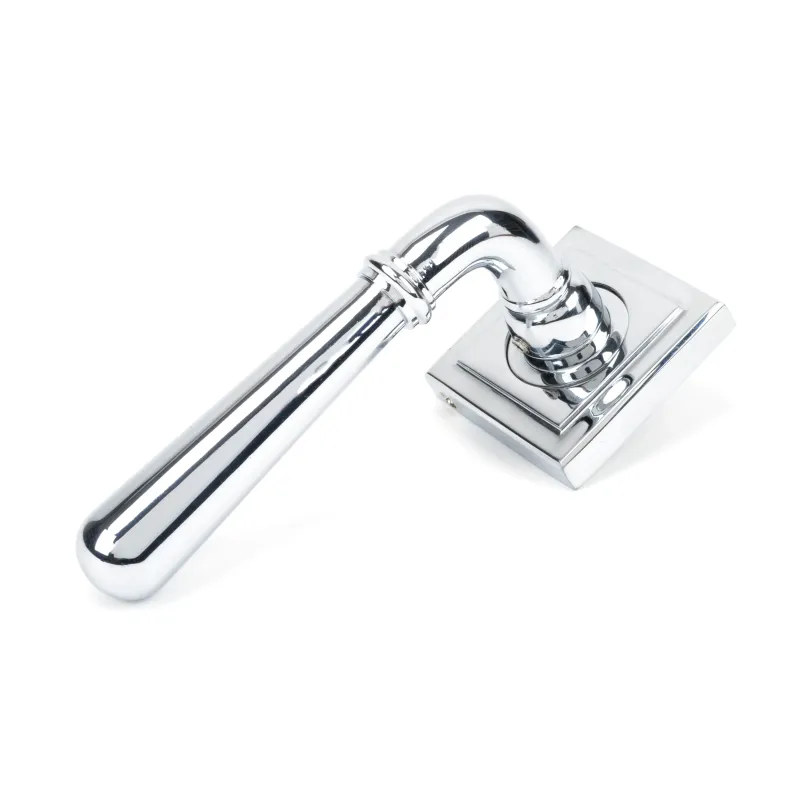 Polished Shiny metal Newbury Lever on Rose Set (Square) | From Anvil