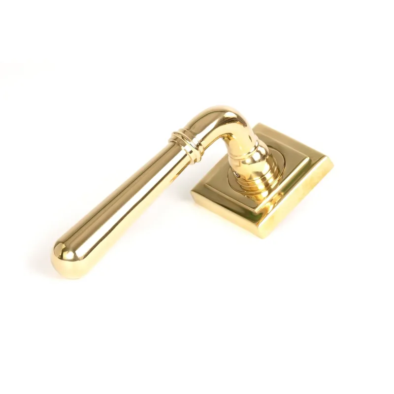 Polished Warm alloy Newbury Lever on Rose Set (Square) | From Anvil
