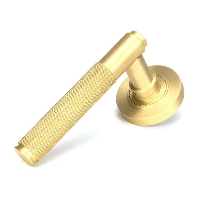 Satin Brass Brompton Lever on Rose Adjust (Plain) | From Anvil