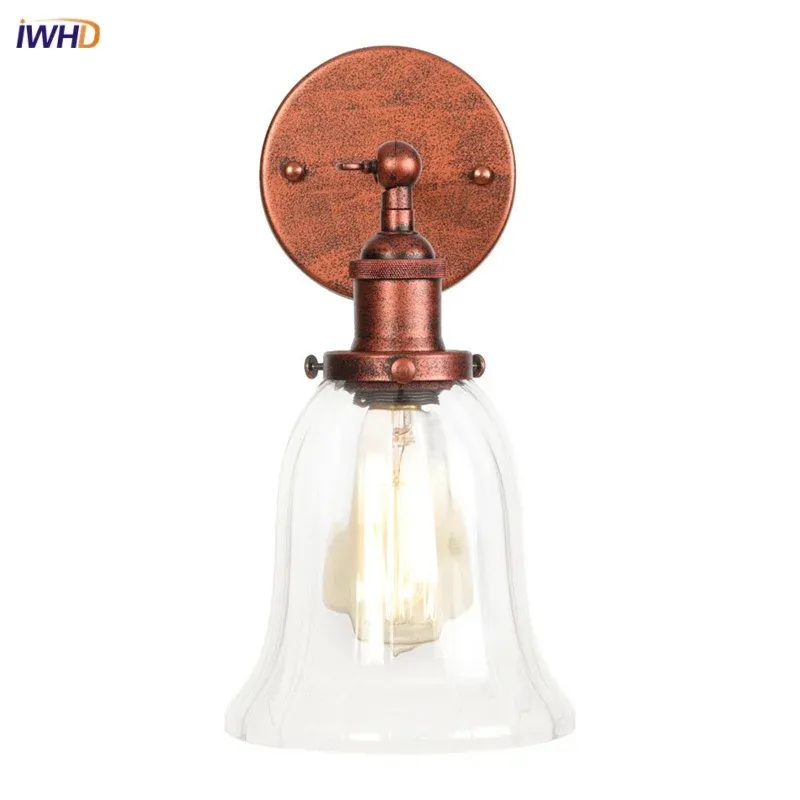 Afralia™ Rustic Distinct Glass LED Wall Light Fixture Industrial Style Home Decor