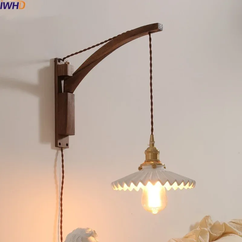 Afralia™ Nordic LED Wall Sconce Walnut Copper Stair Airy Fixtures