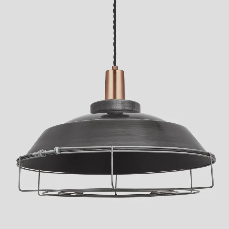 Rustic Farmhouse Polished Step Pendant - 16 Inch - Pewter